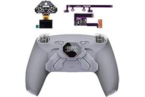 eXtremeRate Spark Palette Manette pour ps5,Boutons Programmable pour ps5 BDM-030 040 050 avec Coque Arrière & Écran OLED & Clicky Trigger Stops-Gris