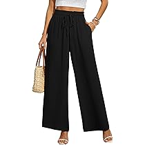 BEIGAI Dames Broek Elastische Hoge Taille Brede Pijpen Broek Met Zakken Dames Elegante Losse Lounge Palazzo Broek, roze, M