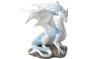 VOGLER JOH. VOGLER GMBH Figura dragón, azul de dragón blanco, dragon Draconis con alas erhobenen, Fantasy Figura 19 cm