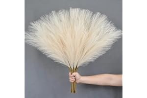 GENERIC OSCARS EMPORIUM 5 stems Faux Artificial 60cm Pampas Grass | Natural Pampas | Fake Pampas | Tall Pampas Grass | Fluffy Pampas Home Decor | Wedding | Vase | Occasion| 24" Pampas (Natural)