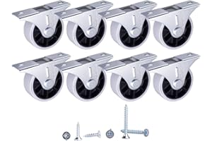 SKIR'CO (8 piezas) Ruedas de goma de 40 mm, ruedas de muebles, ruedas fijas, no giratorias, tornillos incluidos