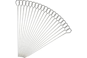 BBQ Metal Skewers Stainless Steel 20 PCS 11.81"/30cm Food-Grade Kebab Skewers Turkey Lacers QQ CAT Reusable Cocktail Grilling Roll Needles, Metal Skewer for Oven Camping Campfire Trussing Turkey