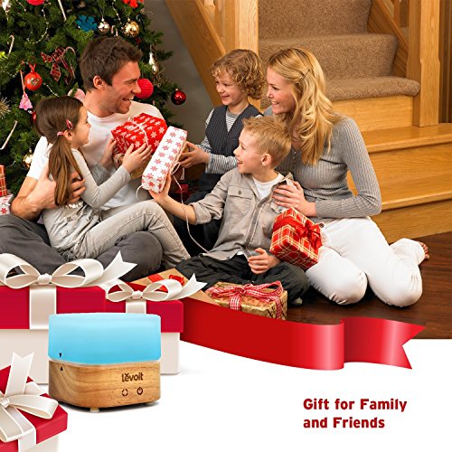 Levoit Aroma Diffuser Holzmaserung Ultraschall Luftbefeuchter mit 7 Farben-LED, Touch-Tasten-Steuerung, Duftzerstäuber Humidifier für Salon Spa Yoga Schlafzimmer Konferenzraum Büro Toilette Baby-Zimmer, 120ml, Weiß. - 7