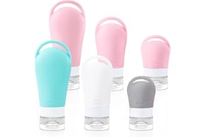 GOTANC Bottiglie da Viaggio in Silicone, 6 Pezzi Flaconi da Viaggio Aereo, Appendibile Contenitori con Riutilizzabili Comprimibili per Shampoo, Crema, Lozione and Liquidi, Senza BPA