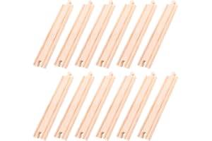Bigjigs Rail Longues Lignes Droites (Lot de 12) | Train en Bois | Circuit Train Bois | Jouet Enfant | Jouet Éducatif | Cadeau Enfant | Jouet en Bois | Compatible Avec Autre Marques de Train en Bois