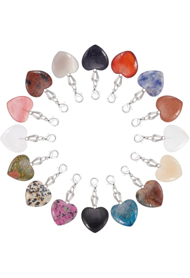 Breloques Cœur En Verre à Clipser - Lot De 28, 7 Couleurs, Pour Bijoux, Tricot, Marqueurs De Mailles