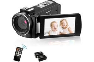 ORDRO AE7 2.7K Caméscope IR Vision Nocturne Appareil Photo Numérique 3.0 TFT Écran Tactile Zoom Numérique 16X pour Youtube Vlog avec Télécommande et 2 Piles