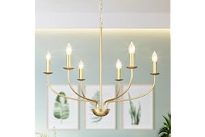 ‎LWYTJO LWYTJO Kronleuchter Gold 6 Flammig, Kronleuchter Modern Vintage, Pendelleuchte Gold Deckenlampe Hängend, Metall Hängelampe für Schlafzimmer Wohnzimmer Esszimmer Küche Flur, Höhenverstellbar