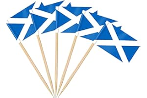 AhfuLife 200pcs Scotland Toothpick Flags Cake Toppers for Burns Night Decorations, Scottish Cocktail Stick Flag for Sandwich Food Cupcake Toppers Tableware St Andrew's Day World Cup Party Decor