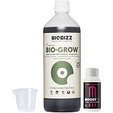 GROWMANIA BioBizz Bio Grow 1L + Sample Boost Up + Measuring Cup | Biogrow Organic Fertilizer Universal | Versatile for All Pl