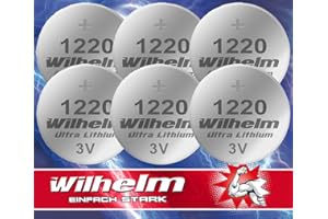 6 pilas de botón CR1220 CR 1220 Wilhelm de litio, 3 V, 40 mAh, diámetro de 12 x 2,0 mm, DL1220