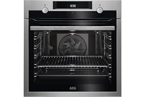 AEG BEE435111M Four électrique multifonction, intégrable, nettoyage AquaClean, 9 fonctions, cuisson multi-niveaux, écran LCD tactile, ventilateur XXL, capacité 72 L, inox, classe A+