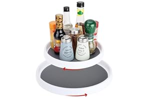 COM-FOUR® Juego de 2 bandejas giratorias antideslizantes (25 y 30 cm) – Organizador rotatorio para nevera, cocina, baño – ¡Ahorra espacio y mantén el orden