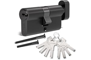 Bwintech 90mm(45T/45) in lega di zinco nero Euro Cylinder Lock,serratura a cilindro della porta, chiave con 8 chiavi orizzontali fossette,alta sicurezza per UPVC, legno, porte composite