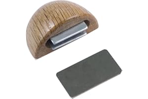 Amig - Fermaporta magnetico adesivo per porte di passaggio | 48 x 25 mm | Modello 407 | Finitura in legno di rovere | Fissaggio sul pavimento | Facile installazione