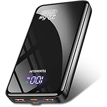 Power Bank Wireless 26800mAh con 3 Cavi, 7 in 1 Caricatore Portatile Wireless Ricarica Rapida 25W PD3.0+QC4.0, Display LCD Batterie Esterna 6 Uscite Compatibile con iPhone17/16/15/14 Huawei ecc-Nero