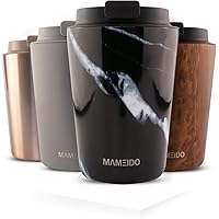 MAMEIDO Thermobecher 350ml Black Marble - Kaffeebecher aus Edelstahl doppelwandig isoliert, auslaufsicher - Coffee to go…