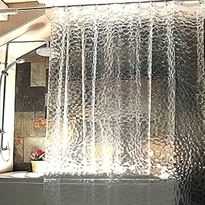 Asvert Rideau de Douche Transparent pour Salle de Bain Cloison Etanche Anneau Inclus 180 × 180cm