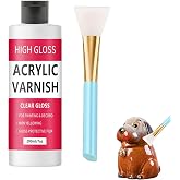 Air Dry Clay Glaze 200 ml, Air Drying Clay Glaze, Gloss Varnish for Modelling Paste, Clear Gloss Varnish to Prevent Cracks |