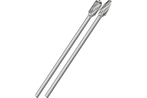 SWORKER 2 Pcs Long Shaft Tungsten Carbide Burrs Set Kit Bits 6mm Long Shank 155mm Cut Port Cast Iron Steel Aluminum Cylinder Head Engine Intake Exhaust Manifold for Tight Hard-to-Reach Not Fit 1/4 Collect