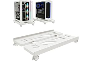 SVUPUE Soporte para PC, Soporte para Torre de PC, de Escritorio para computadora, Ideal para Gamers, Estudiantes y para el hogar. con 4 Ruedas, Color Blanco.
