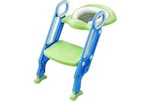 Karan King® Kleinkind-Toiletten-Trainingsset, Kinder-Toilettenleitersitz, flexible Länge, Tritthocker für Jungen und Mädchen, Badezimmer-Hilfe, Kleinkind-Trainingssitze, tragbares Design (grün)