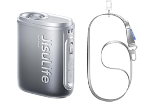 JISULIFE Ventilateur de taille portable, 100 vitesses, 40 000 tr/min, mini ventilateur personnel portable pour le cou, USB batterie 4 500 mAh 16 h, écran LED, cadeau de voyage en plein air - Nero