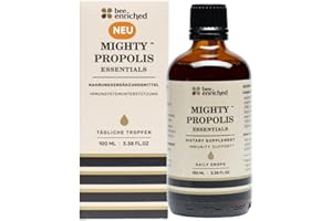‎BALTIC ELEMENTS Propolis Tropfen ohne Alkohol 39% 1480 mg - Mighty Propolis Essentials 100 ml mit Bienen Pollen Hochdosiert - Natürliche Unterstützung bei Erkältungen auch für Kinder von Bee Enriched | Tinktur