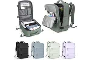 WEPLAN Mochila Viaje Cabina Avion 45x36x20 para EasyJet Mochilas para Mujer Bolsa de Cabina Equipaje de Mano Cabina Avion Mochila De Senderismo Mochila Impermeable Cabina Mochila,Verde militar L