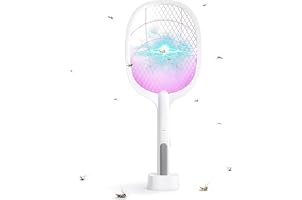 WAZDORF Mosquito Killer Racket Rechargeable Handheld Electric Fly Swatter Mosquito Killer Racket Bat with UV Light Lamp Racke