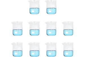 HAPIVIDA Pack of 10 Glass Measuring Cups 50 ml Volumetric Transparent Beakers Laboratory Glassware for Laboratory Kitchen Supplies