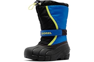 Sorel Flurry Winterstiefel für Kinder, Grau (Dark Grey x Warning Yellow F18), 32 EU