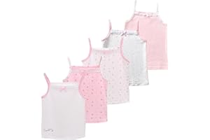 Tolmaiertu Kids Girls Cotton Cami Tops Undershirts Kids Vests Underwear Sleeveless Vests Tanks Tops 2-10 Years,5 Pack