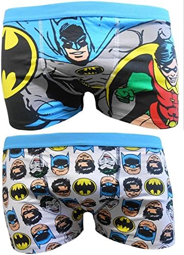 MENS 2 Pack CHARACTER NOVELTY BATMAN TRUNKS (Batman Robin and Faces L)