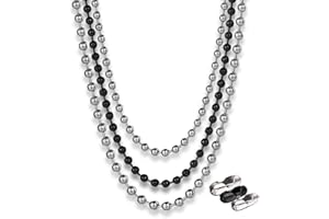 CNYMANY Kugelkette aus Edelstahl mit 40 passenden Verbindungsstücken, 4,9 m 2,4 mm silberne Kugelkette, 2 m 2,4 mm schwarze Kugelkette, 2 m 3 mm silberne Kugelkette