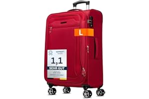 Cocoono Monterrey 360° Drehbarer Koffer - TSA-Zahlenschloss, Teleskopgestänge, RV-Dehnfalte, 8 Rollen, Adressfeld (rot, L)