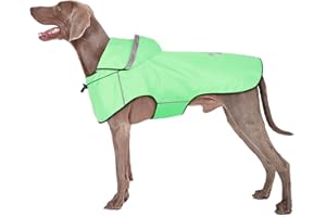 BiPawTi Wodoszczelna kurtka przeciwdeszczowa dla dużych psów – regulowany płaszcz przeciwdeszczowy dla psa z odblaskowym kapturem, ultralekki, wygodny płaszcz dla psów do suchych, bezpiecznych