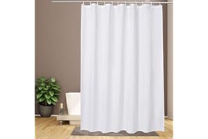 EurCross White Shower Curtain,Mould Proof and Mildew Resistant Extra Long Shower Curtain Liner 180 x 200cm Drop,100% Polyester Machine Washable Waterproof Fabric Bathroom Shower Curtain