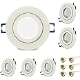 KYOTECH LED Recessed Ceiling Light Mounting Frame Waterproof IP44 for Wet Bathrooms incl. GU10 Socket, Downlight Frame for Ceiling Spotlight MR16 GU10 and Halogen Bulb, Recessed Lighting 6 Pack