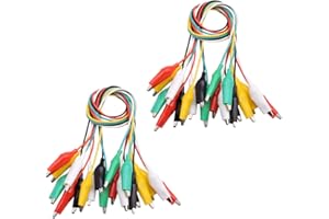 Hailege 20 sztuk Krokodylki Kable Krokodylkowe Przewody testowe Długość 20,5 cala do połączenia obwodu Elektroniczne eksperymenty testowe Elektronika DIY Dwa opakowania Pięć kolorów
