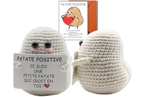 Joukoyo Patate Positive, Cadeau Original & Amusant, Cadeau Anniversaire Femme Homme, Cadeau Personnalisé, Poupée Positive en Tricot