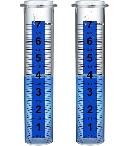 Qwertfeet Tube de Pluviomètre 2 Pièces, Tube de Remplacement de Pluviomètre en Plastique de 7 Pouces pour Extérieure de Jardin de Cour, Facile à Lire, Clair