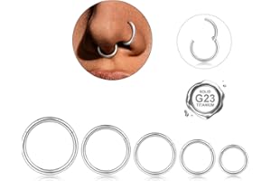 YADOCA 5 Pezzi G23 Piercing Naso Cerchio Titanio Septum Piercing Ipoallergenico 20G/18G/16G Piercings Naso Anello Conch Helix Tragus Piercings Orecchio per Donna Uomo 6-10mm