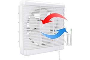 HUGOOME Open Size 9.5"*9.5" Exhaust Shutter Fan 500m³/h, 2-way Reversible Strong Airflow Wall Mounted Vent Fans, Ventilation Blower for Bathroom Attic Window Basement
