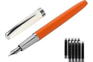 BOCIYER Contrast Colour Fountain Pen Set - Medium Nib, Fancy Fountain Pens for Writing, Cute Pen, Nice Pen Gifts for Men and Women(Orange)