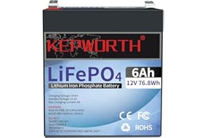 FLLYROWER 12v 6ah Lifepo4 Batterie mit Grade A Zellen und perfektem BMS Tiefe Zykluszeiten bis zu 10000 für Trolling Motor RV Camping Solar Haushaltsgeräte unterstützen Serien- und Parallelschaltung