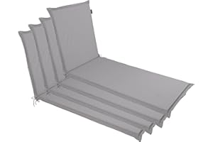 ‎LILENO HOME LILENO HOME Sonnenliege Auflage 4er Set Rollliege in Grau - Polster für Garten- und Strandliege (188x60x5cm) MIA