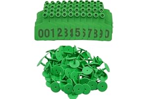 ABUSTLE PIG Cattle Ear Pendants Large Plastic Earrings for Sheep Cattle Veal Pig with Number 001-100/101-200/201-300 Animal Identification (Green, 201-300)