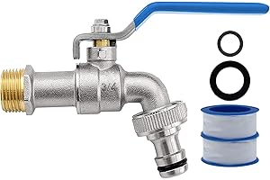 AIMEKE Grifo Jardin 3/4 Grifo de Jardin Universal Latón Griferia de Exterior con Adaptador de Lavadora