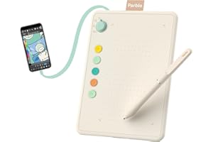 Parblo Drawing Tablet Ninos Q for Android Phone,6.3x4.5 inch Mobile Digital Graphic Tablet with 4 device switches,5 Shortcut keys,Battery-Free Stylus,for Android Device,Window,Mac